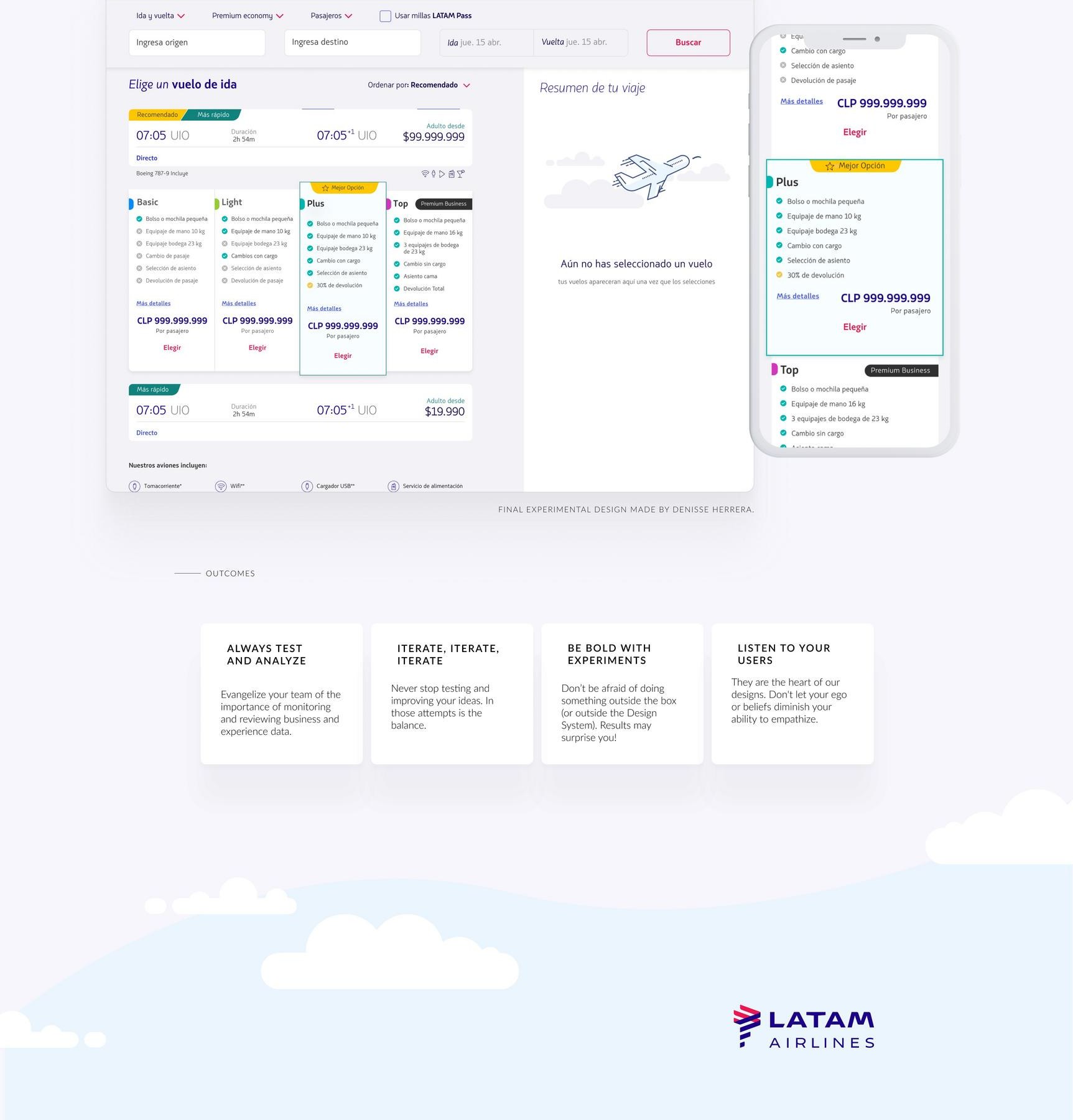 Rediseño del display de tarifas en LATAM.com